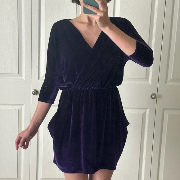 royal purple mini dress Purple Sequin Mini Dress With V-Neck